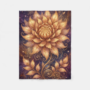 Cobertor De Velo Flor de Lótus Dourada Mandala Artística Fleece Flo