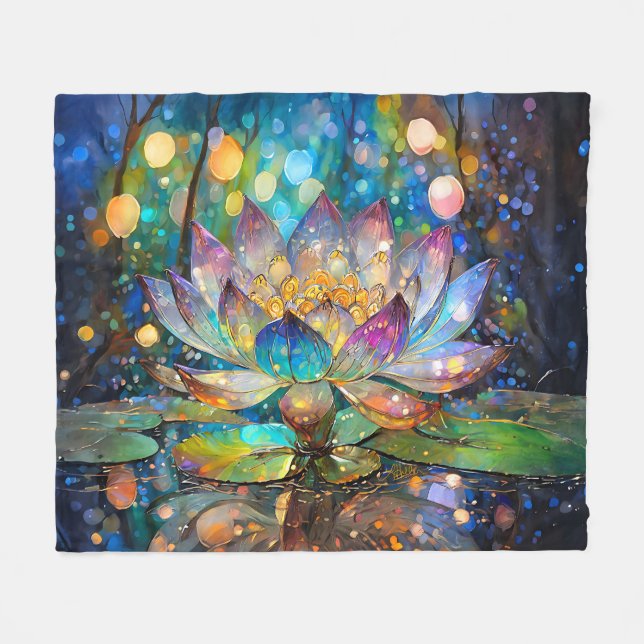 Cobertor De Velo Flor de Lótus Iluminada em Flor (Frente (Horizontal))