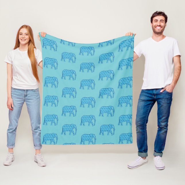 Cobertor De Velo Flor de lótus padrão de elefante, turquesa (In Situ)