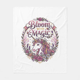 Cobertor De Velo Flor de Unicórnio com Magia POD Pronto Fundo Branc