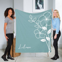 Cobertor De Velo Flor do Mês de Nascimento, Nome do Script Azul de 