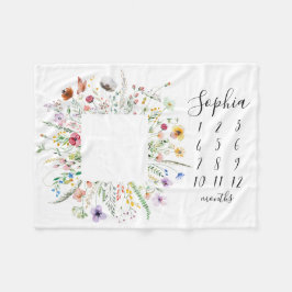 Cobertor De Velo Flor Floral Wreath Baby Milestone Blanket