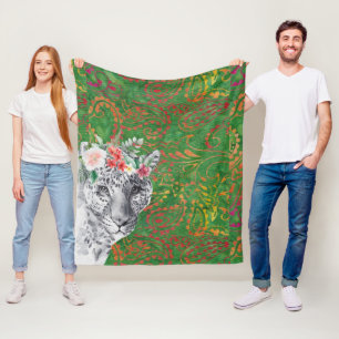 Cobertor De Velo Flor Leopardo Selva Batik
