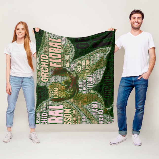 Cobertor De Velo Flor Orquídea Sobre Nuvem Verde (In Situ)