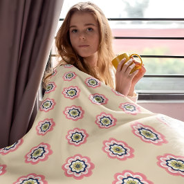 Cobertor De Velo Flor Rosa Moderna - Beige Floral Pastel Fleece Bla