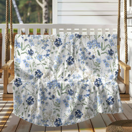 Cobertor De Velo Flor Silvestre Aquarela Azul