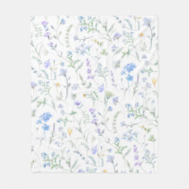 Cobertor De Velo Flor Silvestre Aquarela Roxo Azul