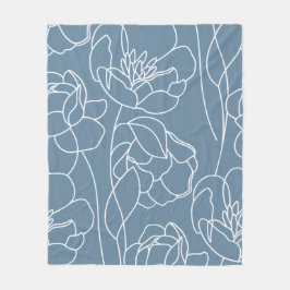 Cobertor De Velo Flor Silvestre Moderna Azul Branco