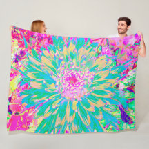 Flor Verde-Teal-Quente e Dália Rosa-Quente