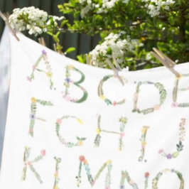 Cobertor De Velo Floral Alfabeto ABC Fleece Blanket