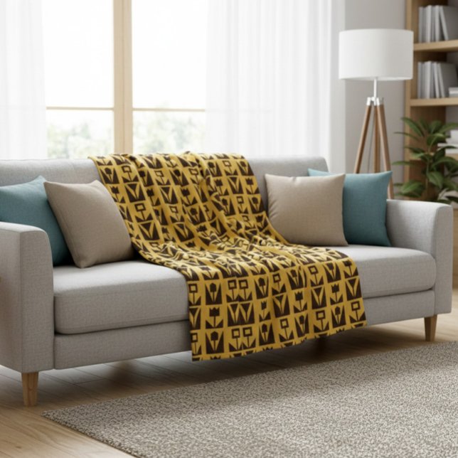 Cobertor De Velo Floral Amarelo abstrato Geométrico (Criador carregado)