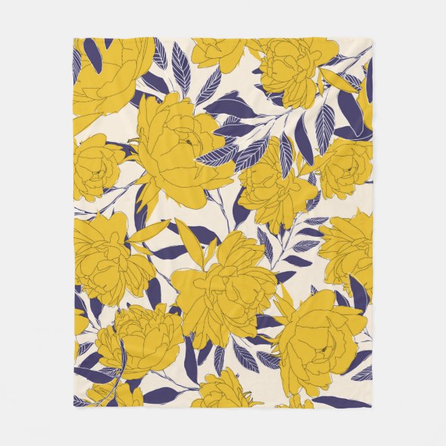 Cobertor De Velo floral and leaf seamless pattern (Frente)