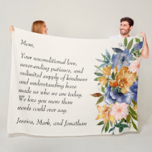 Floral Azul Laranja Mãe Mamãe Nós Te Amamos 