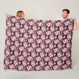 Cobertor De Velo Floral Black Pink Chersom Sakura
