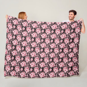 Cobertor De Velo Floral Black Pink Chersom Sakura