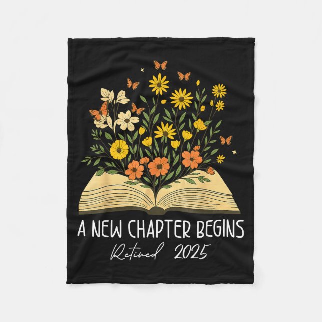 Cobertor De Velo Floral Book A New Chapter Begins Retired Retiremen (Frente)