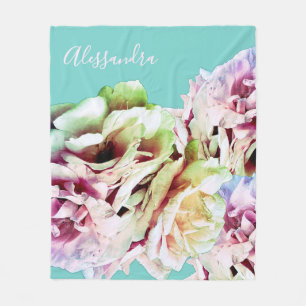Cobertor De Velo Floral Botânico Pastel Azul Rosa Amarelo Personali