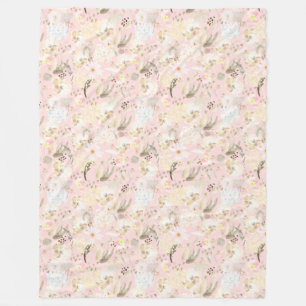 Cobertor De Velo Floral Branco-Rosa-Blush