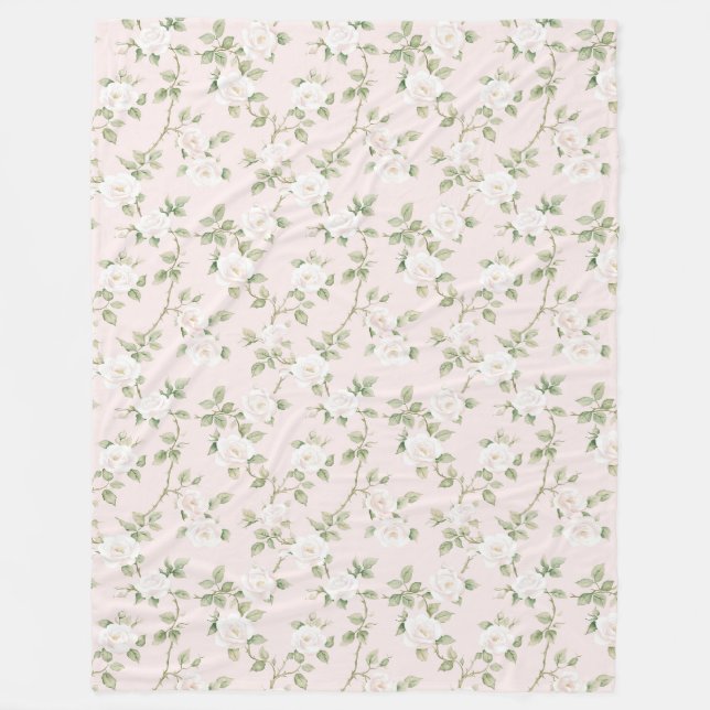 Cobertor De Velo Floral Branco Rosado   (Frente)