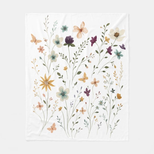 Cobertor De Velo Floral & Butterfly,  Whimsical Garden-Inspired  (Frente)