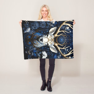 Cobertor De Velo Floral Celestial Gótico de Veado à Meia-Noite