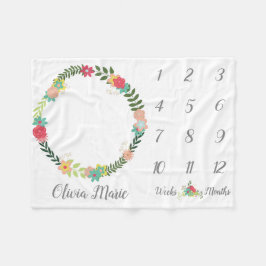Cobertor De Velo Floral Colorida Fora do Bebê Milestone Blanket