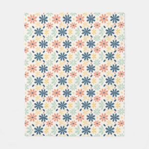 Cobertor De Velo Floral Colorido Sem Costura em Azul, Rosa e Amarel