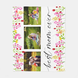 Cobertor De Velo Floral de Colagem de Fotografias do Melhor Dia de