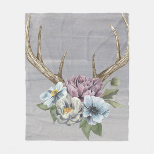 Cobertor De Velo Floral Deer Antlers