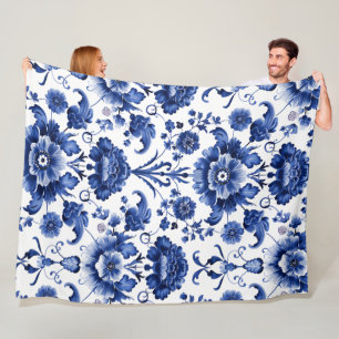 Cobertor De Velo Floral Delft Blue