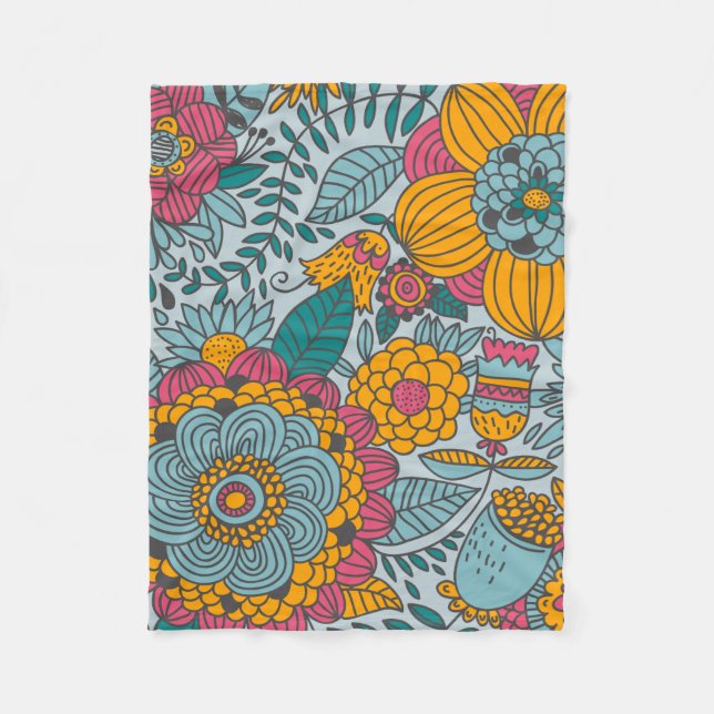 Cobertor De Velo Floral e Vinhas Fleece-Blanket (Frente)