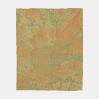 Cobertor De Velo Floral e Xadrez Dourado e Rosa