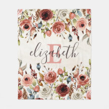 Floral Fleece Blanket Personalizado
