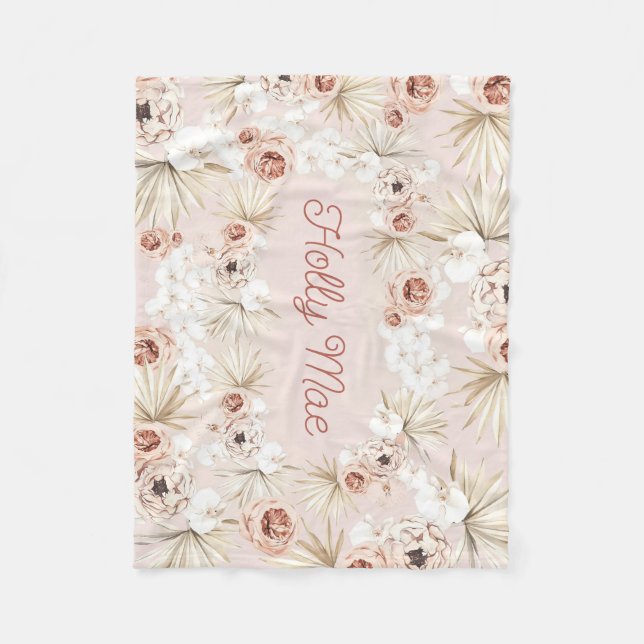 Cobertor De Velo Floral Garden Baby Girl Boho Floral Personalizado (Frente)