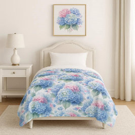 Cobertor De Velo Floral Hydrangea Fleece Blanket Blue & Pink