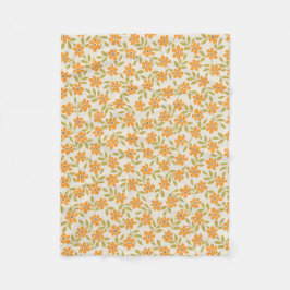 Cobertor De Velo Floral Laranja Retro 70