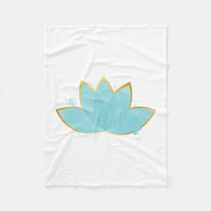 Cobertor De Velo Floral Lotus Watercolor Seafoam Azul e Faux Dourad