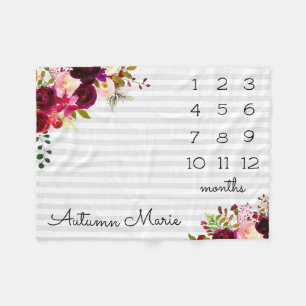 Cobertor De Velo Floral Milestone Baby Blanket