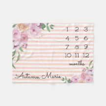 Floral Milestone Baby Blanket