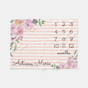 Cobertor De Velo Floral Milestone Baby Blanket