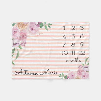 Cobertor De Velo Floral Milestone Baby Blanket