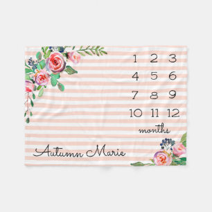 Cobertor De Velo Floral Milestone Baby Blanket