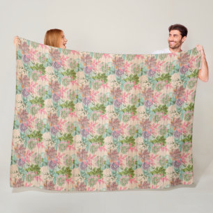 Cobertor De Velo Floral Moderno Vintage Sobre A Trendência De Madei