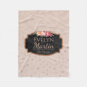 Cobertor De Velo Floral Monogrammed Dourado cor-de-rosa das