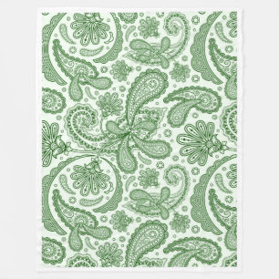 Cobertor De Velo Floral Paisley, Cinza Verde E Branco