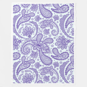 Cobertor De Velo Floral Paisley De Vintagem Branca E Roxa