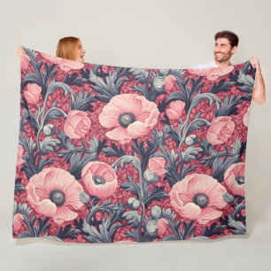 Cobertor De Velo Floral Papoulas Rosa Antigas