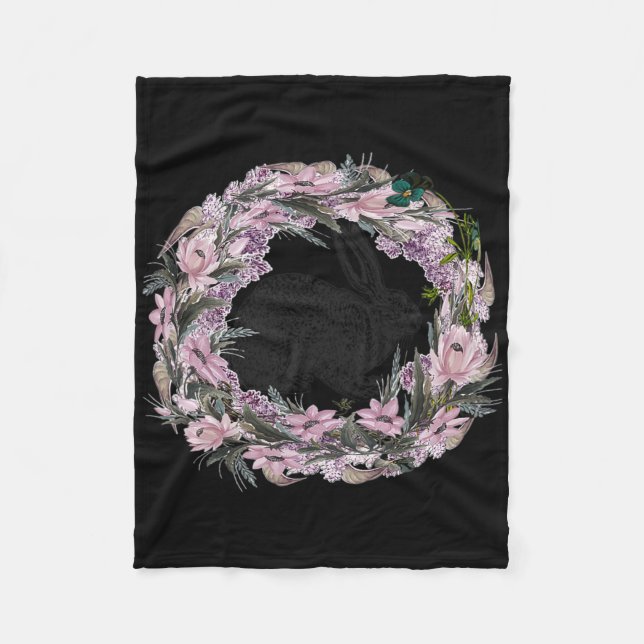 Cobertor De Velo Floral Pattern And Bunny Rabbit  (Frente)