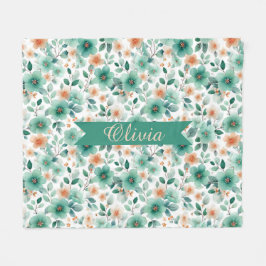 Cobertor De Velo Floral Personalizado Verde Primavera Vintage
