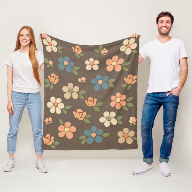 Cobertor De Velo Floral Pêssego Creme Azul (In Situ)